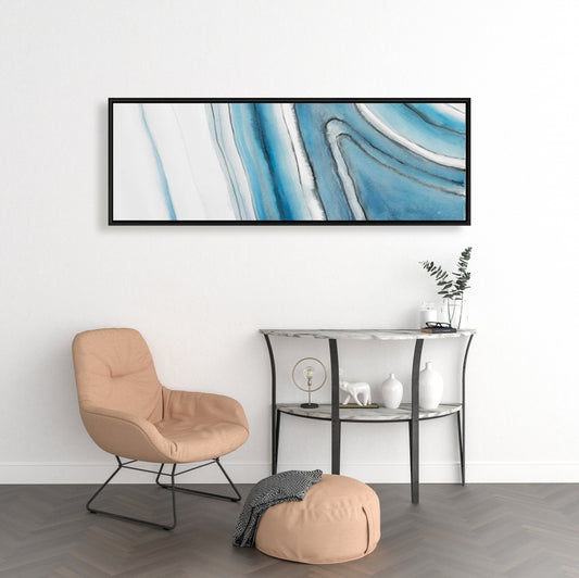 Round Geode Blue Framed Canvas | Modern Home Decor Art