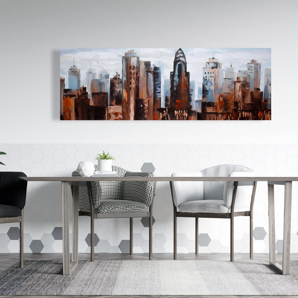 Sullen Day in the City - Blue Canvas Bedroom Wall Art Decor
