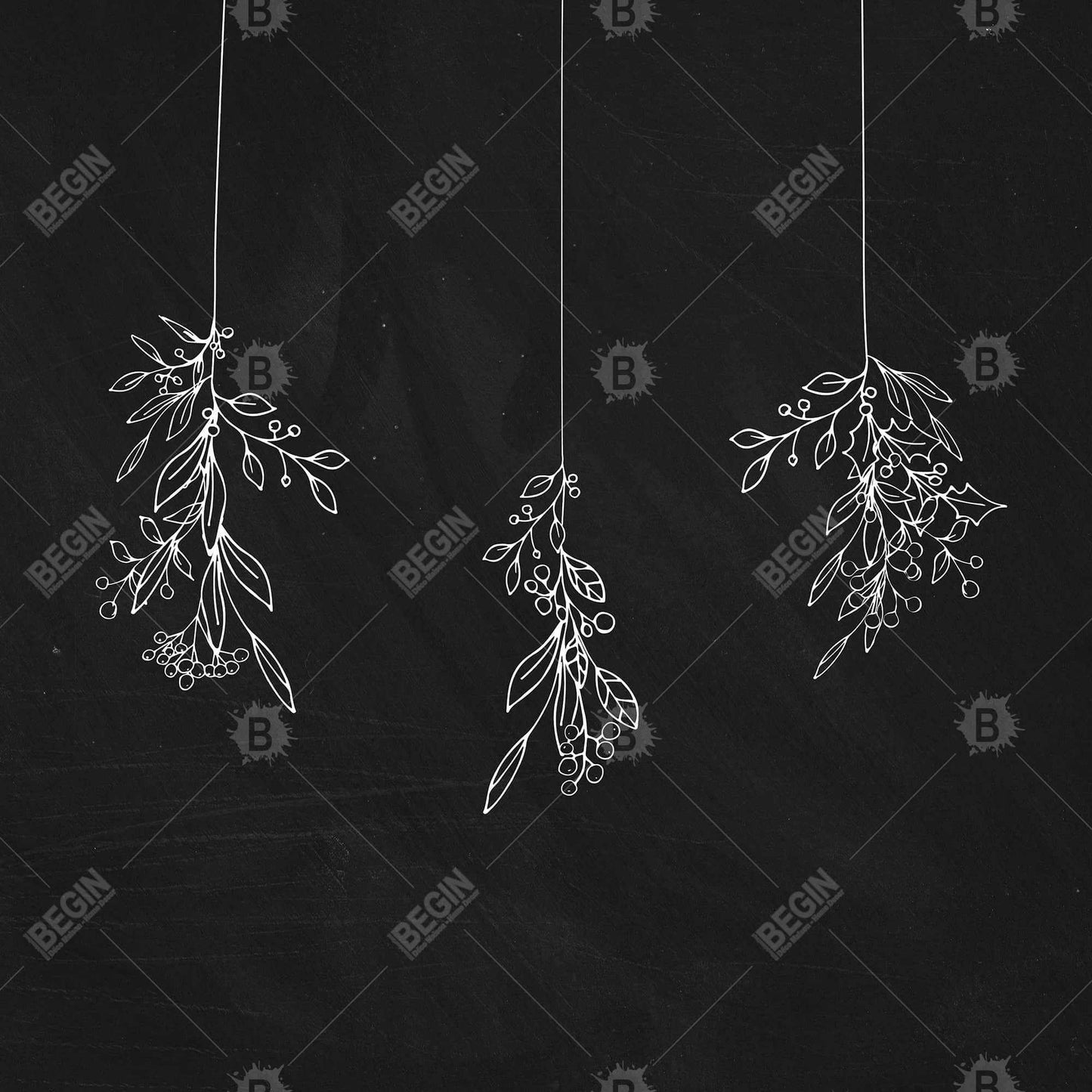 Mistletoe Bathroom White Canvas | Monochrome Wall Art Decor