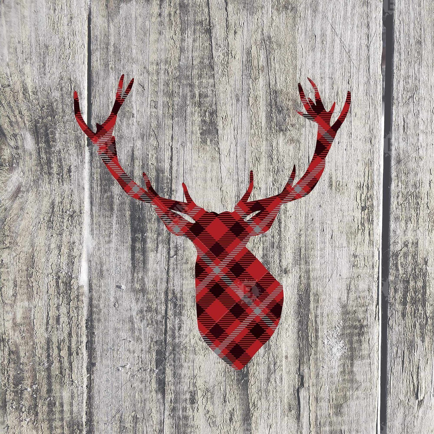 Wood and Deer Gray Canvas - Deer Bedroom Decor Wall Art