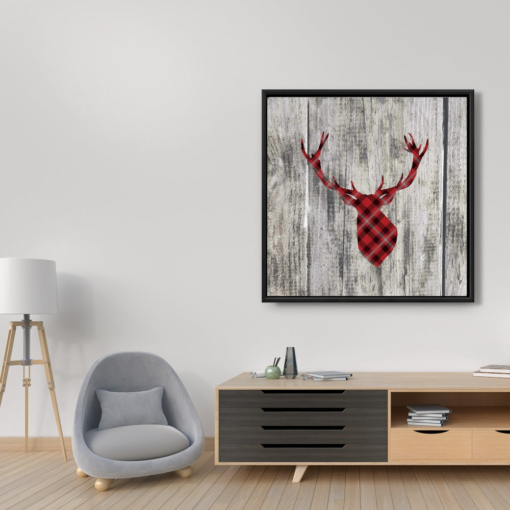 Toile cerf rustique grise | Décoration d'intérieur bois et cerf