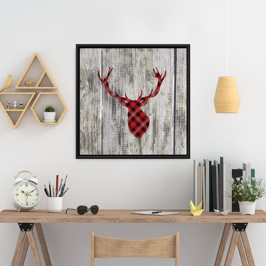 Toile cerf rustique grise | Décoration d'intérieur bois et cerf