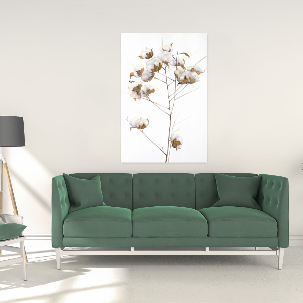 Botanical Scandinavian Canvas | Cotton Flowers Branch Decor