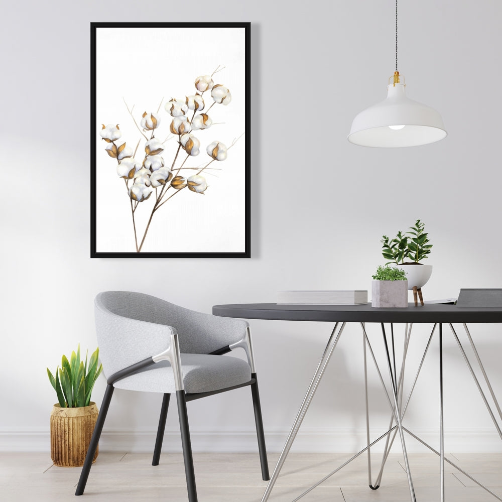 Scandinavian Floral Canvas | Cotton Flowers Branch Decor