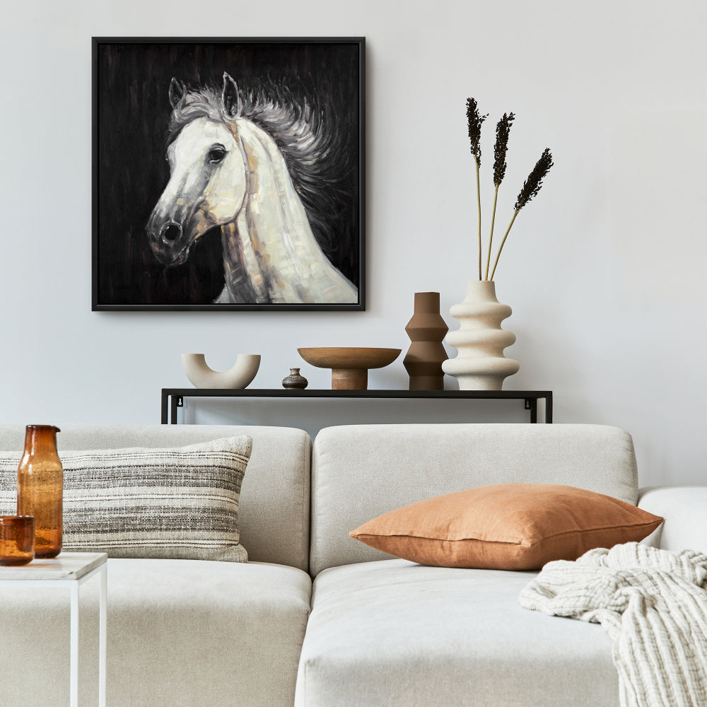 White Star Horse Canvas | Farm Animal Art for Living Room Decor