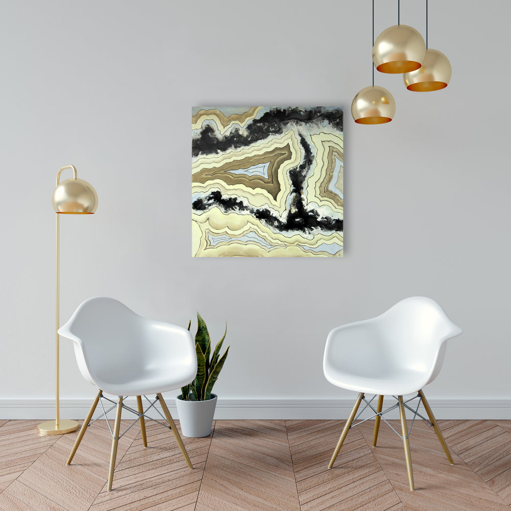 Lace Agate Abstract Canvas | Black Bathroom Home Decor