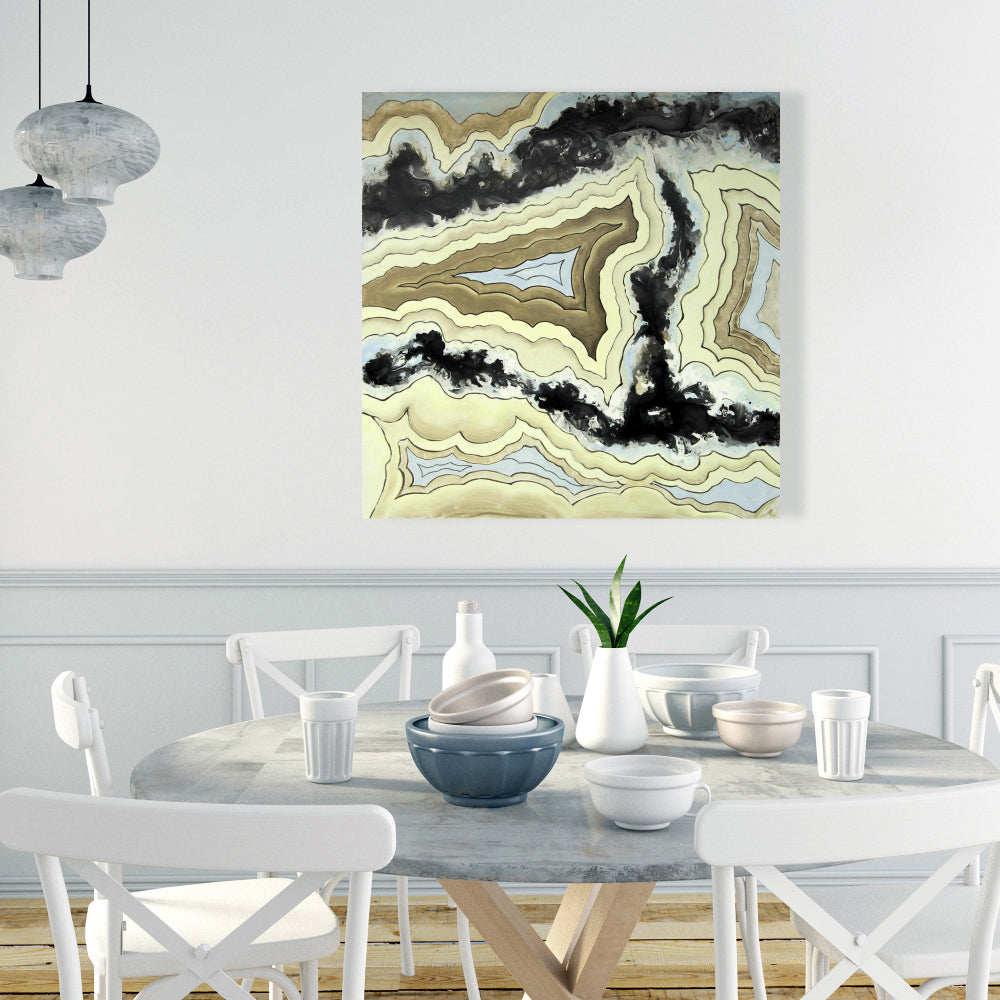 Lace Agate Abstract Canvas | Black Bathroom Home Decor