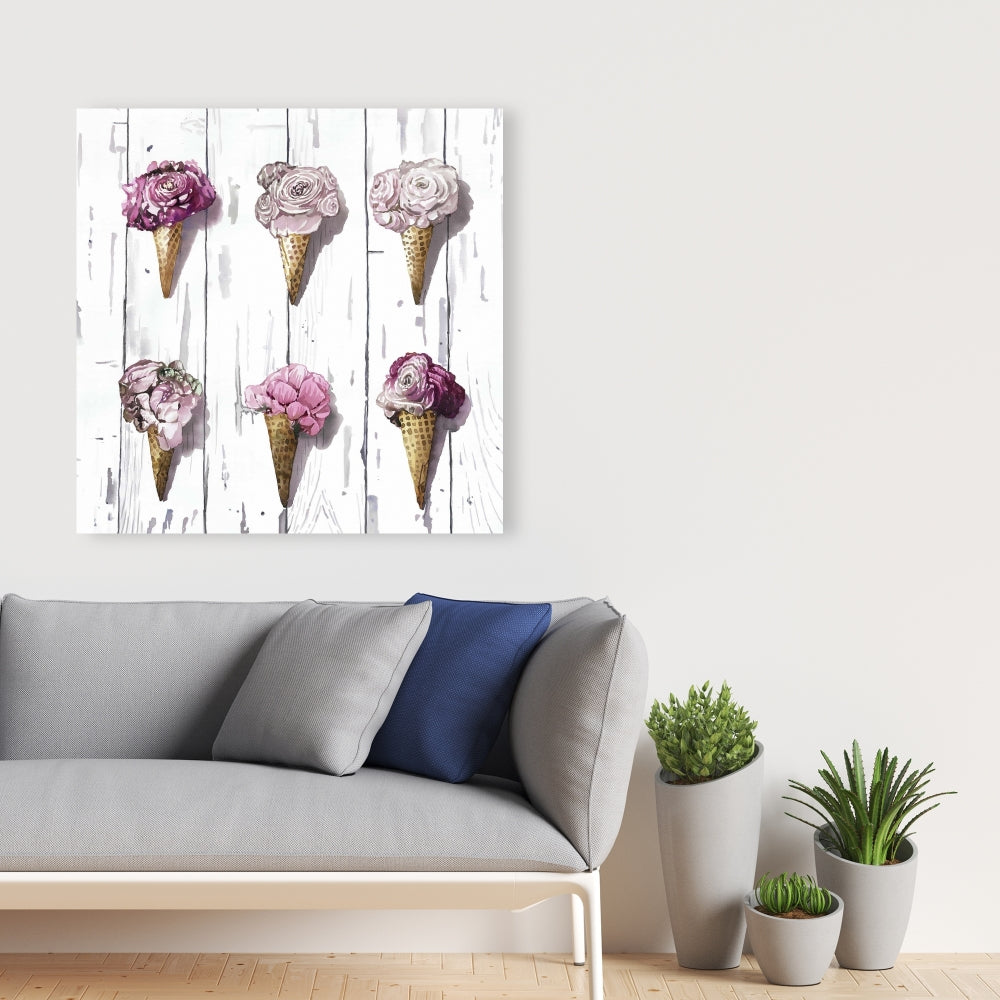 Peony Cones Pink Canvas - Flowers Bedroom Wall Art Decor
