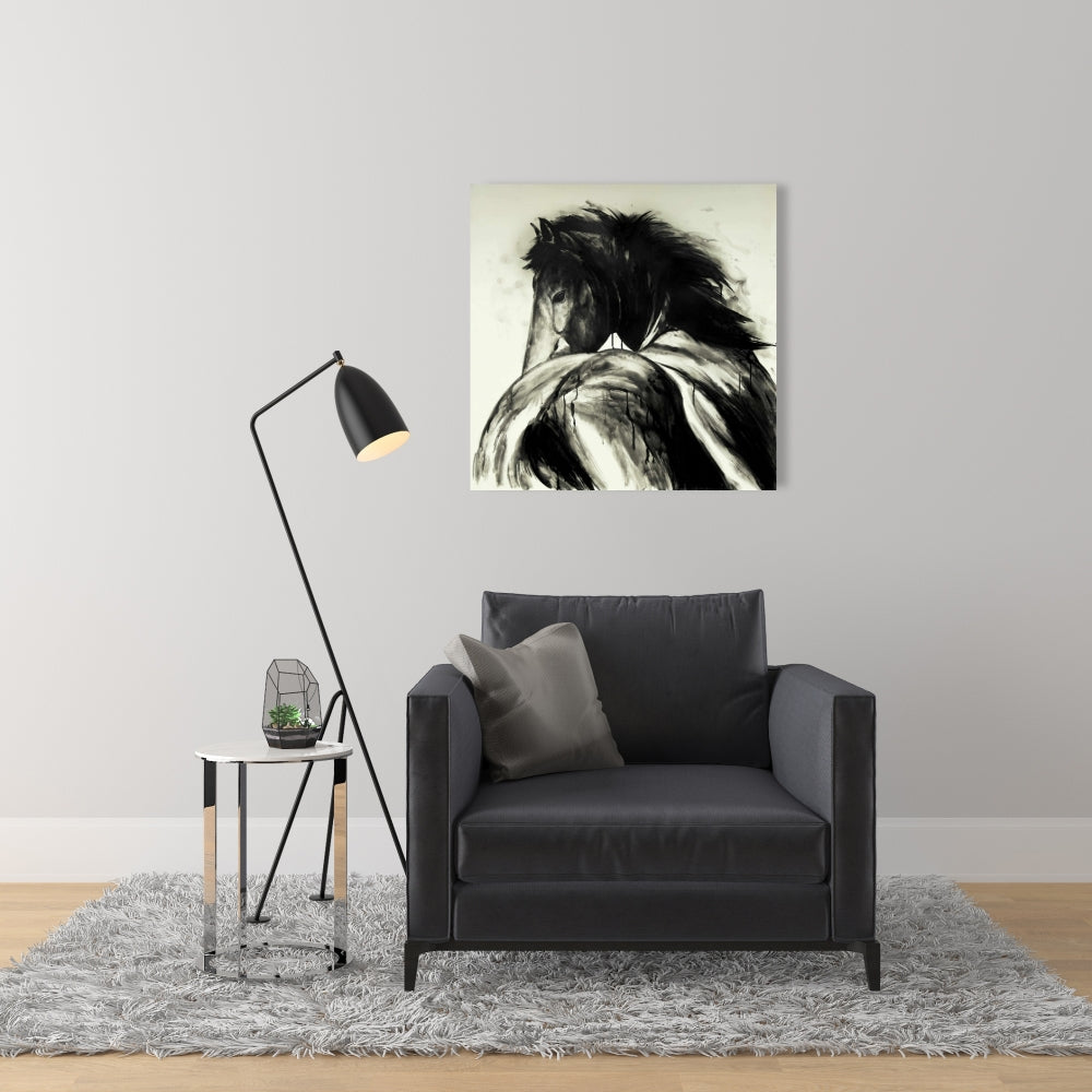 Classical Horse Canvas - Beige Rustic Living Room Decor