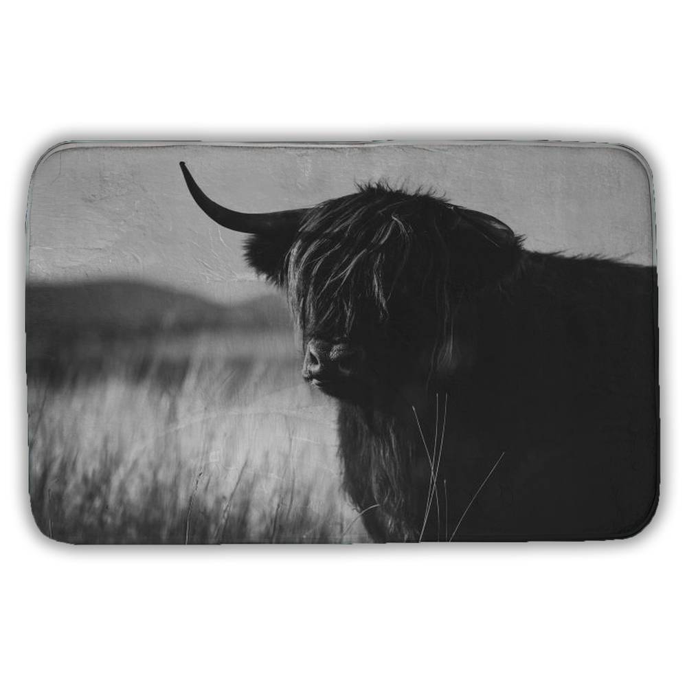 Beautiful Monochrome Highland Cow Canvas | Bedroom Farm Decor