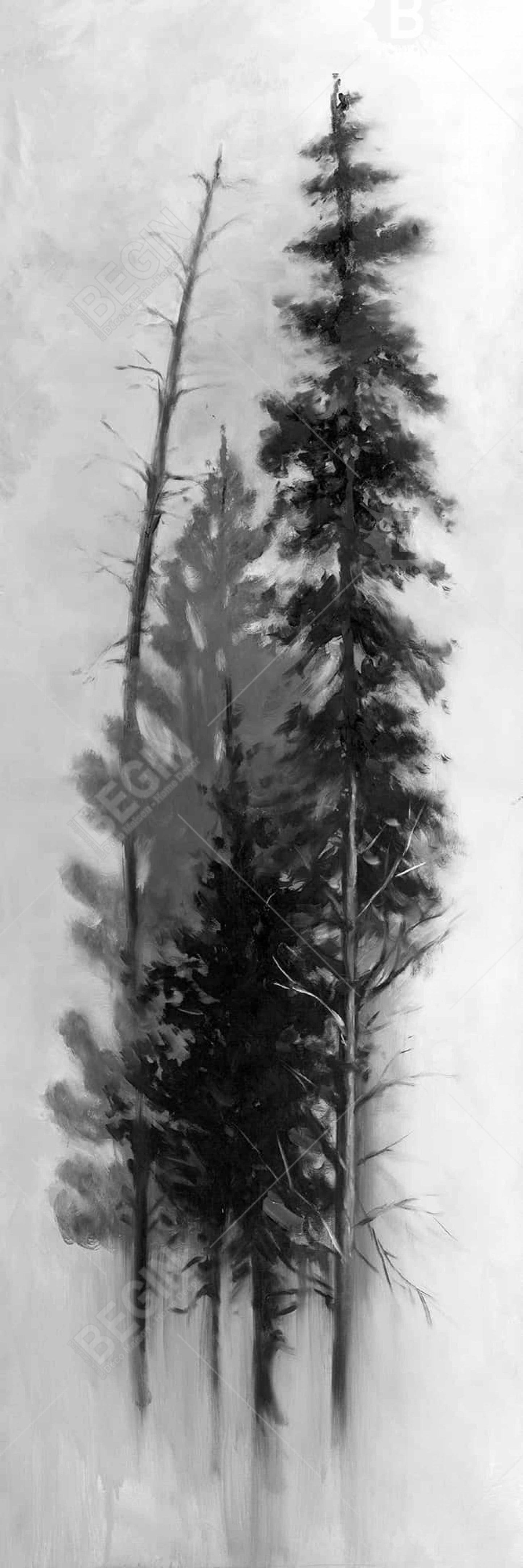 Silhouette of Trees Canvas | White Trees Framed Wall Art Decor