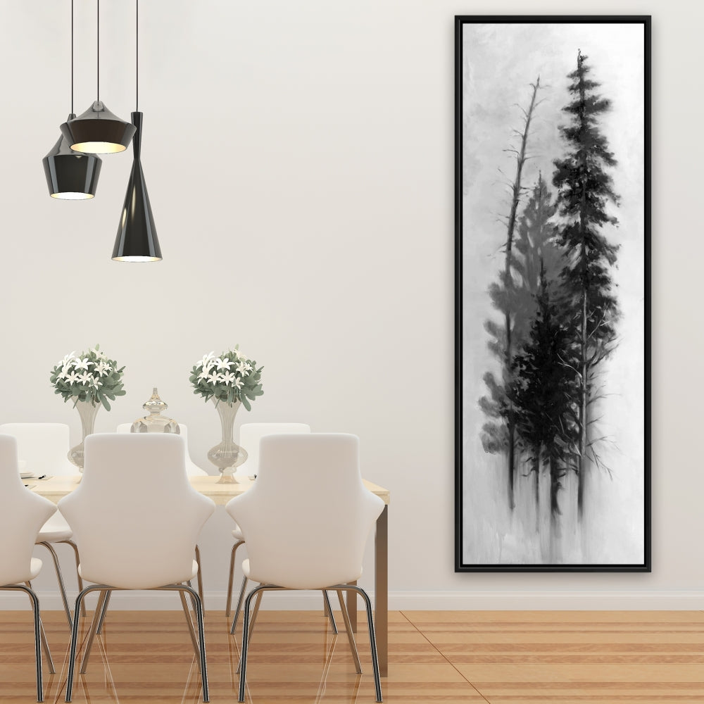 Silhouette of Trees Canvas | White Trees Framed Wall Art Decor