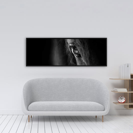 Toile encadrée Cheval noir | Décoration de salon avec animaux de la ferme