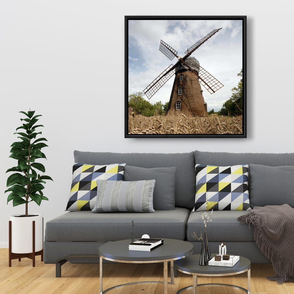 Toile encadrée de moulin à vent rustique – Décoration murale de chambre