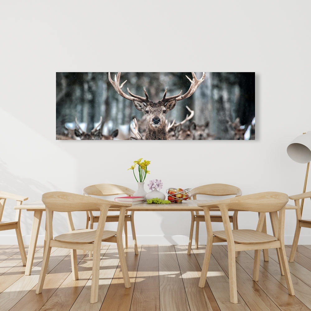 Rustic Stags Canvas - Farm Animal Wall Art for Home Decor