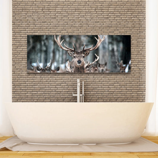 Rustic Stags Canvas - Farm Animal Wall Art for Home Decor