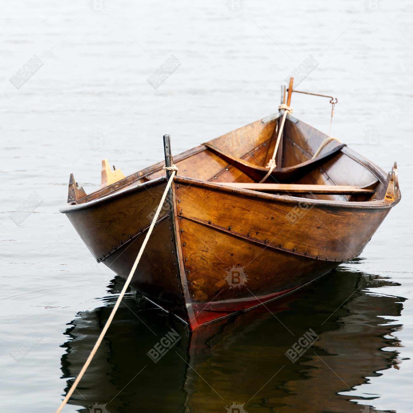 Rowboat on Calm Water | Marine Coastal White Canvas Decor