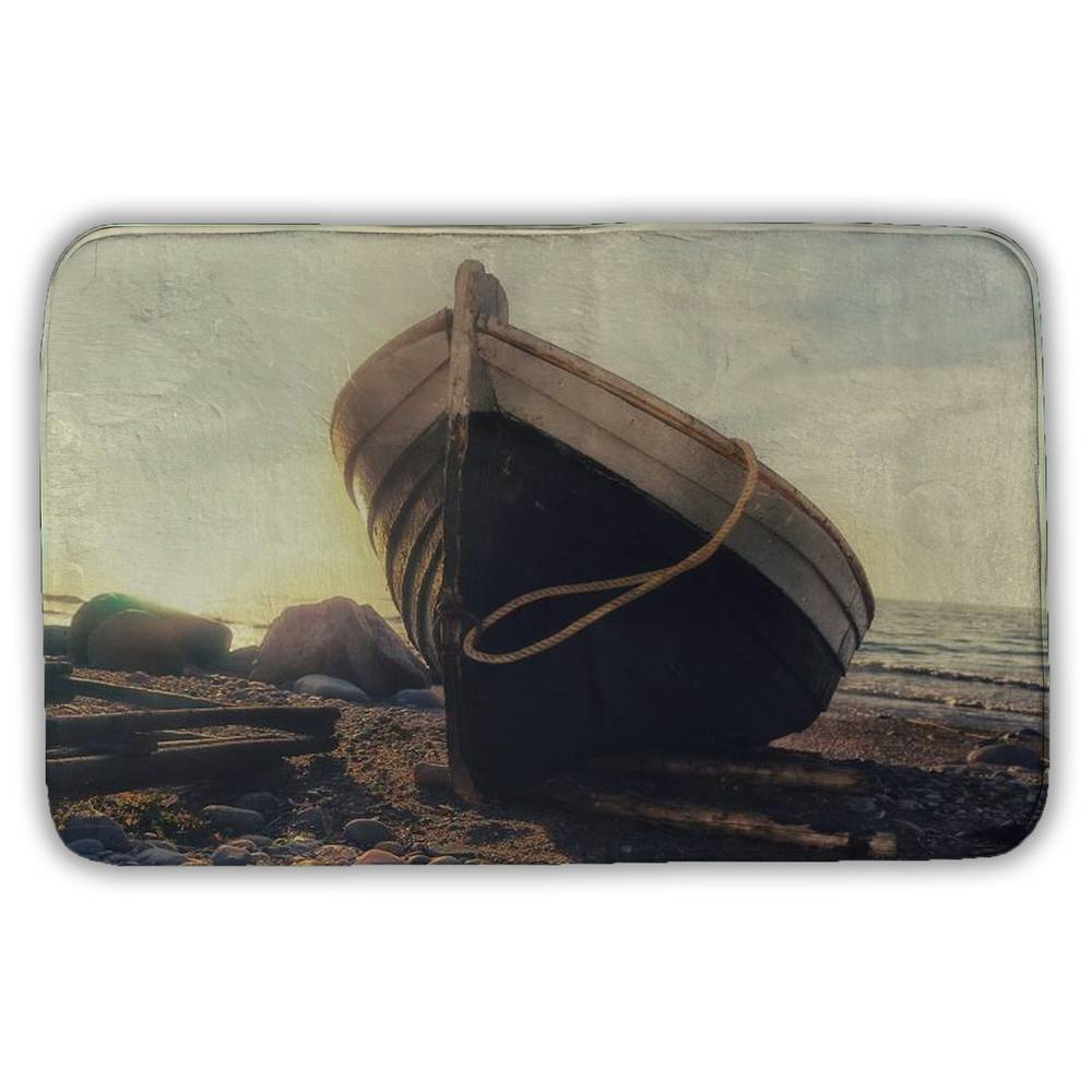 Rowboat at Water's Edge Canvas | Coastal Bedroom Wall Art