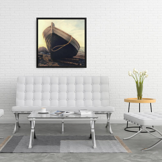 Rowboat at Water's Edge Canvas - Coastal Bedroom Wall Art