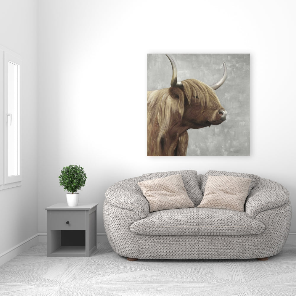 Desaturated Highland Cattle Canvas | Home Decor Wall Art