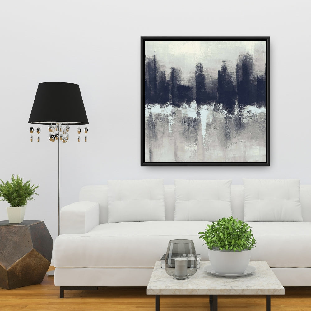 Toile industrielle bleu foncé | Décoration d'intérieur encadrée