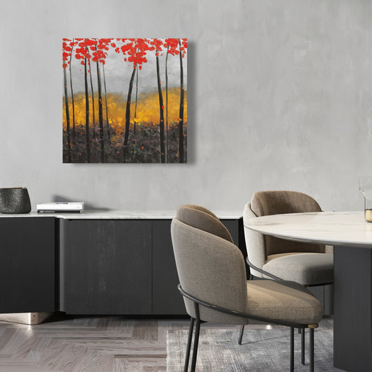 Abstract Autumn Trees Canvas - Gray Landscapes Bedroom Decor