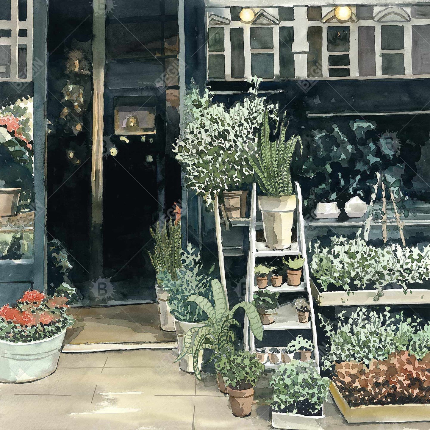 Toile encadrée Cactus Green Living Room | Décoration de magasin de plantes