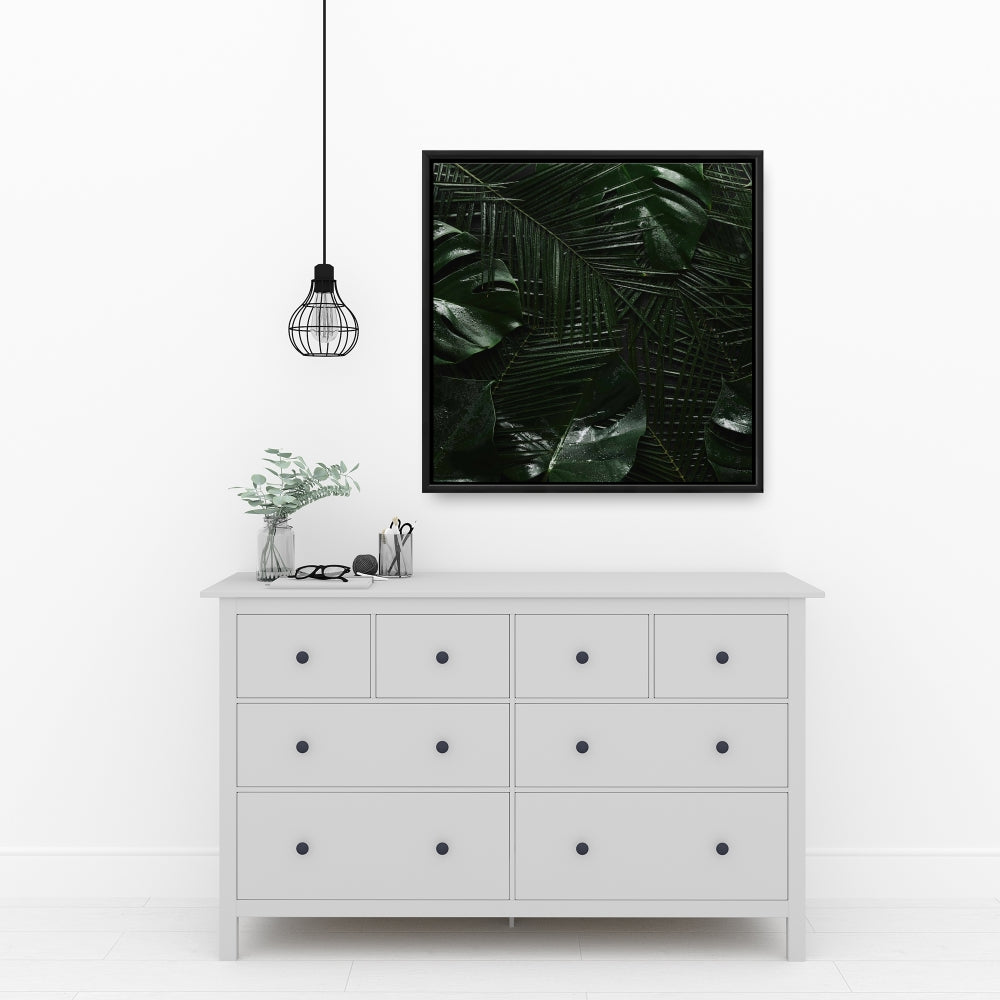 Toile Jungle tropicale | Décoration murale exotique avec feuilles vertes