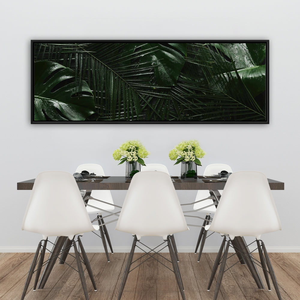 Toile Jungle tropicale | Décoration murale exotique avec feuilles vertes