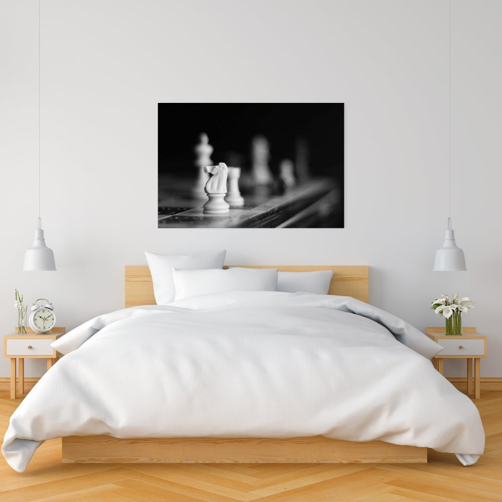 Monochrome Chess Games Canvas | Minimalist Bedroom Decor
