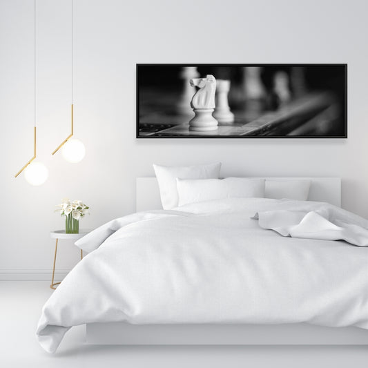 Monochrome Chess Games Framed Canvas | Bedroom Wall Art