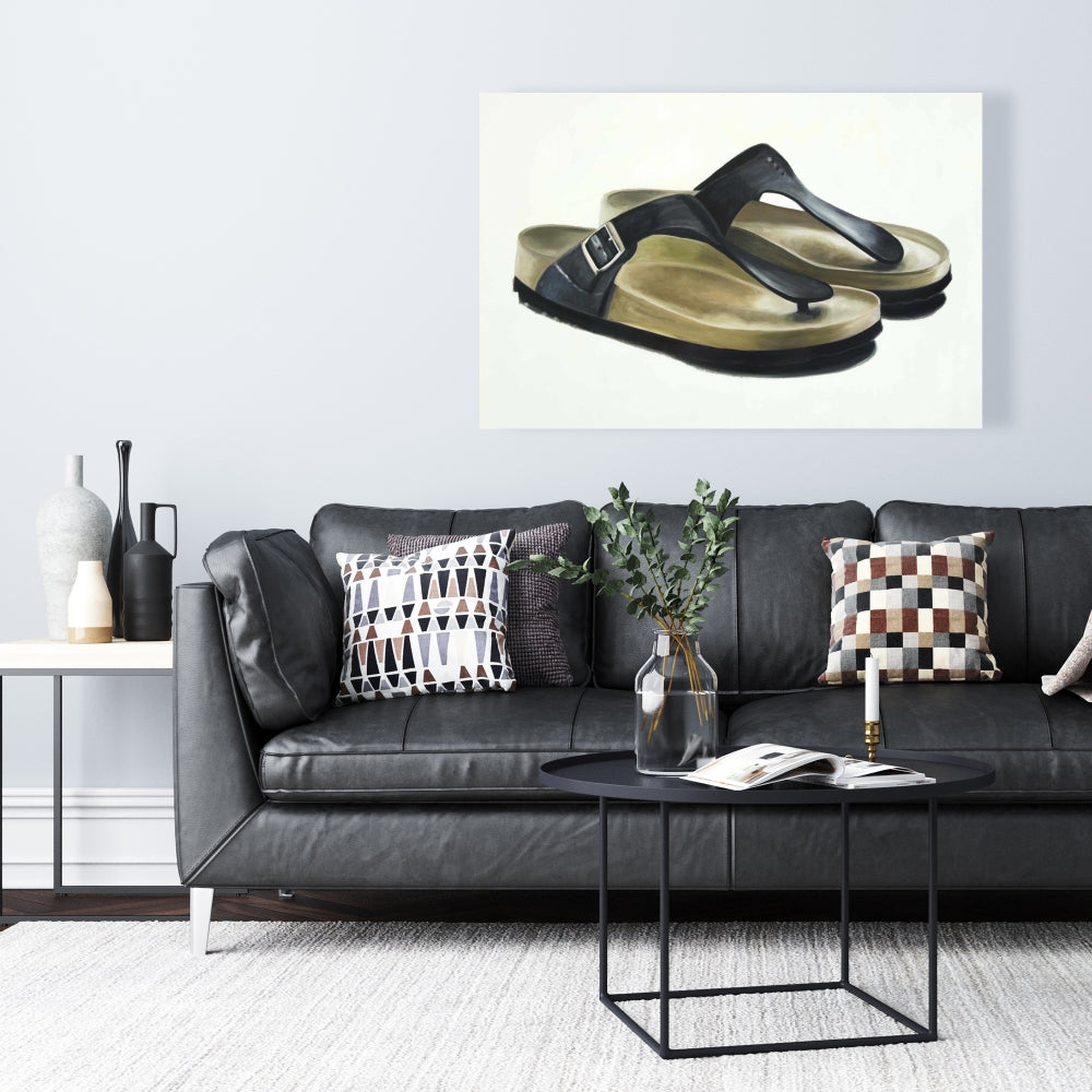 Shoes Bedroom Black Canvas - Sandals Home Decor Wall Art