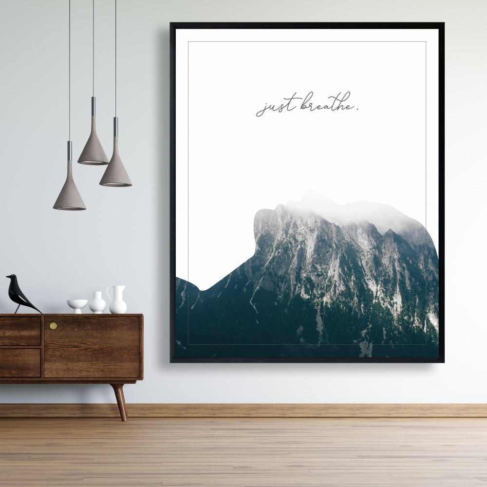 Just Breathe Trees Bedroom Blue Framed Canvas | Home Decor