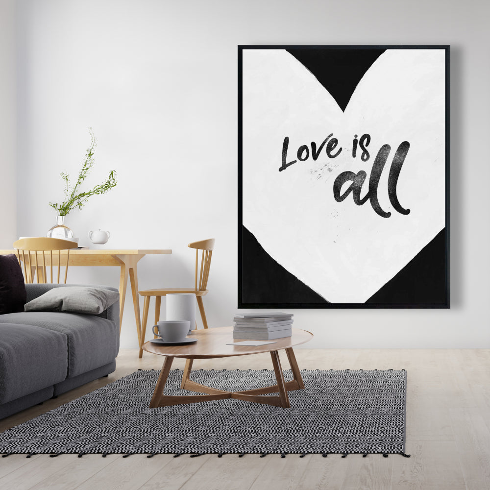 Toile encadrée « L'amour est tout blanc » | Décoration d'intérieur monochrome