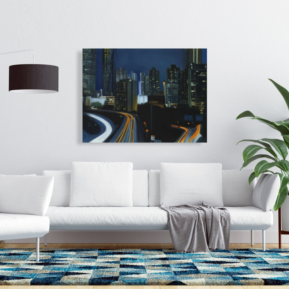 Toile bleue « Atlanta la nuit » | Décoration d'intérieur | Construction de villes