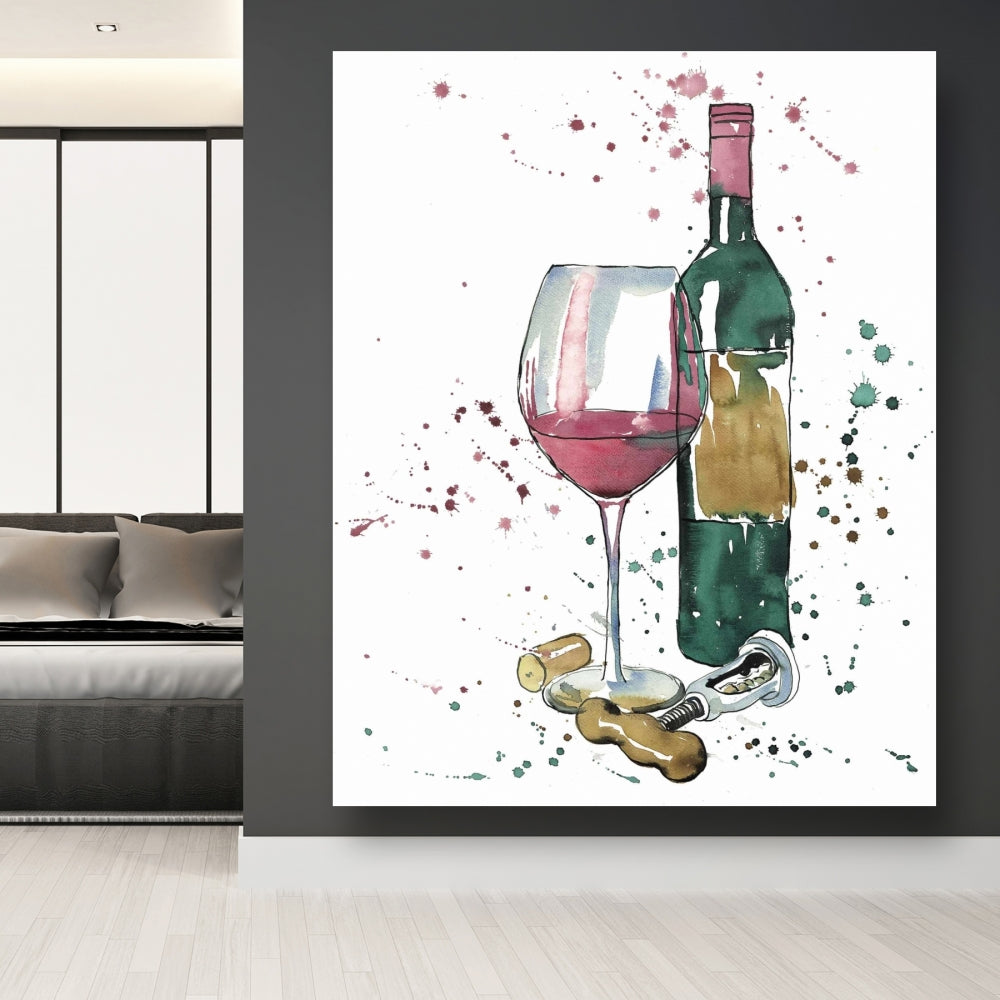Gastronomy Red Wine Canvas | Bottle of Red Wine Home Decor
