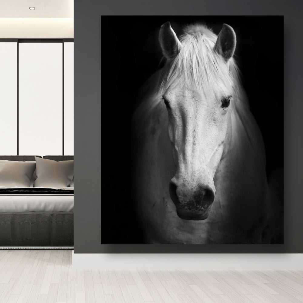 Monochrome Horse Canvas - Farm Animal Decor for Bedroom