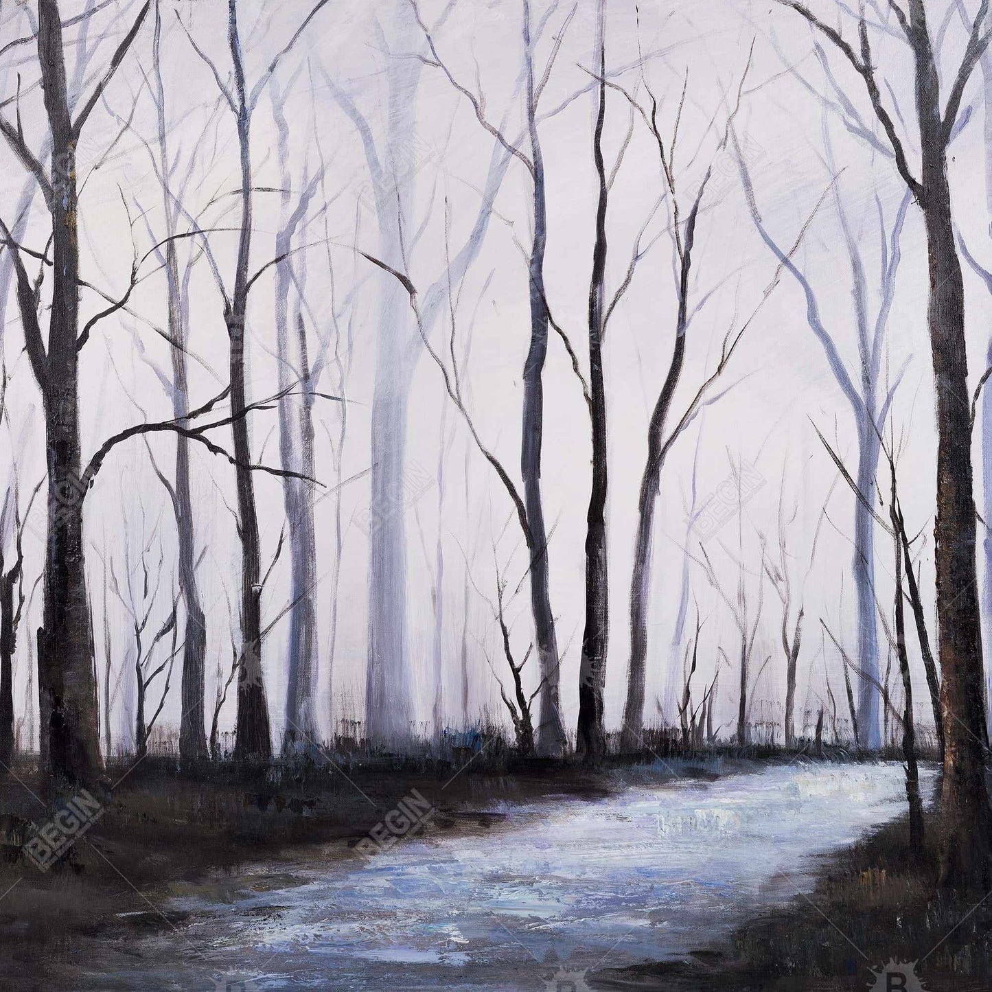 Desert Forest Bedroom Trees Gray Canvas | Home Decor Art