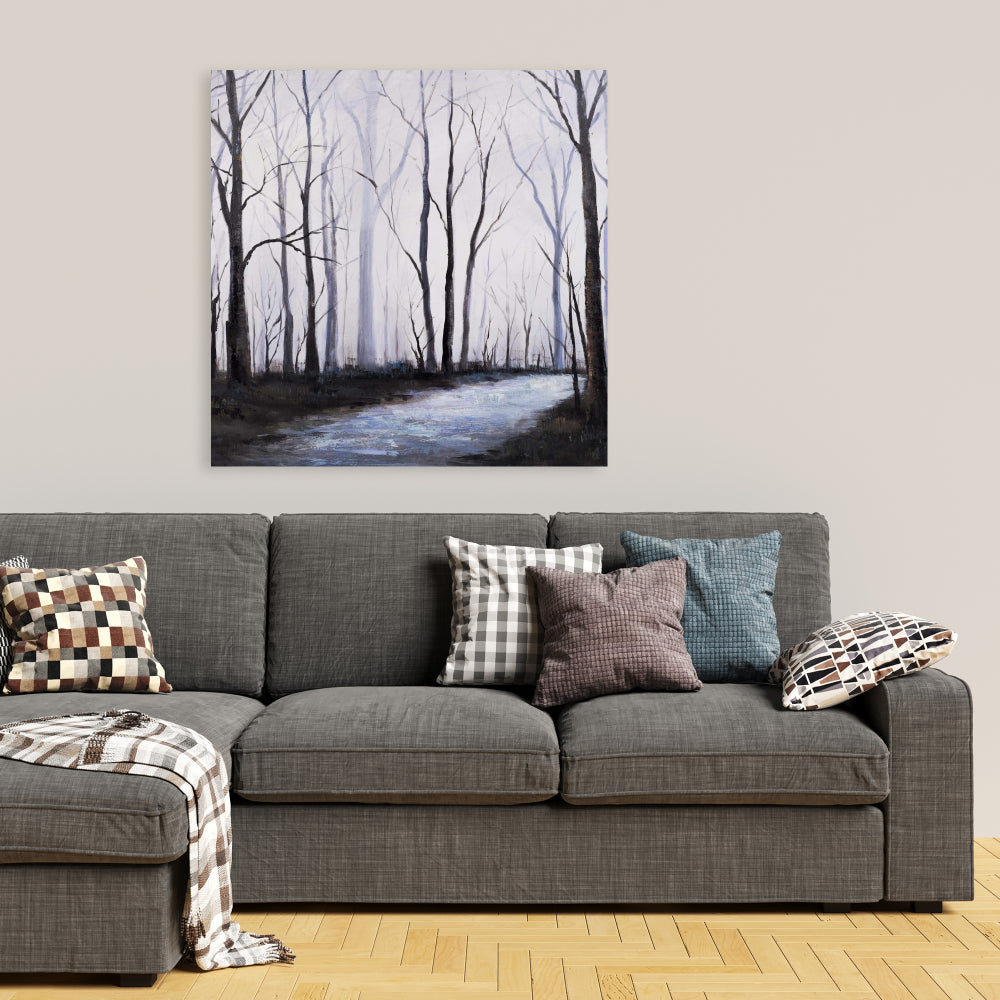 Desert Forest Bedroom Trees Gray Canvas | Home Decor Art