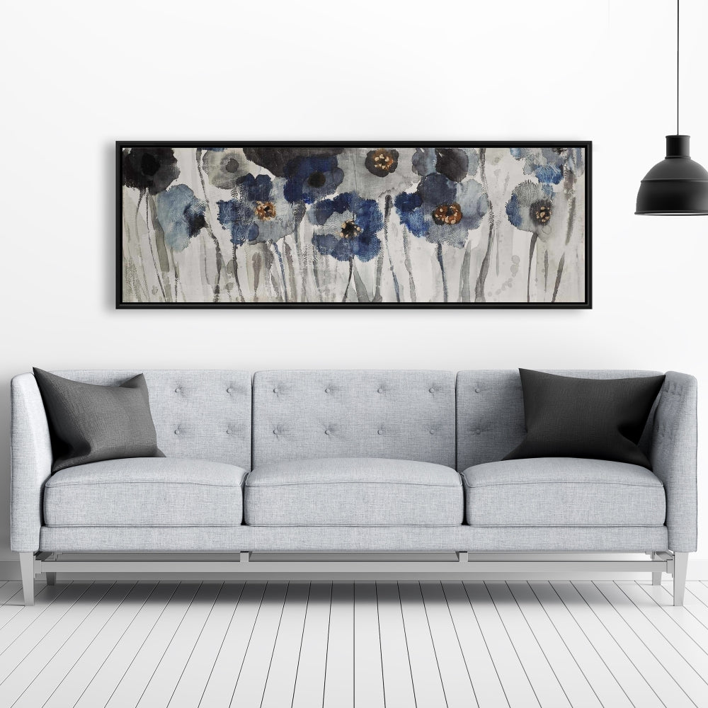 Blue Blurry Flowers Canvas | Floral Decor | Botanical Art