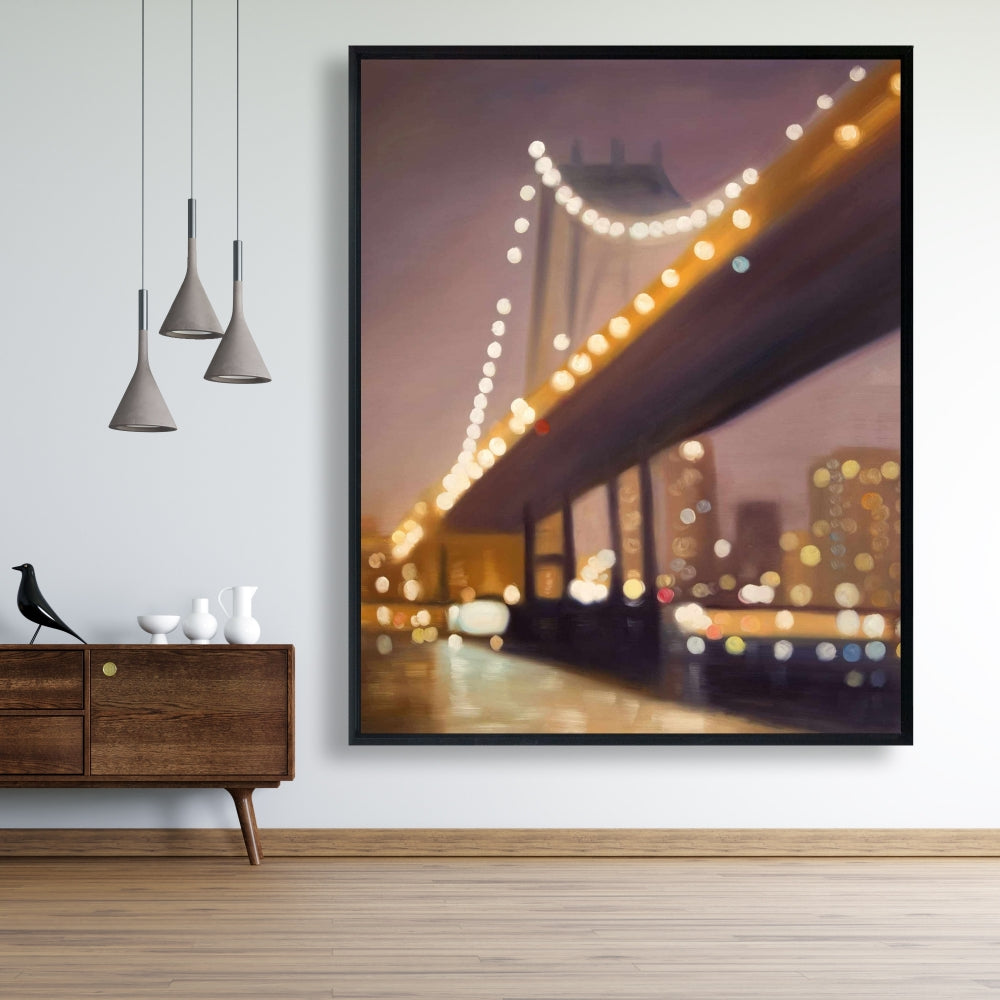 New York at Night Canvas | Bridge Cities Bedroom Decor