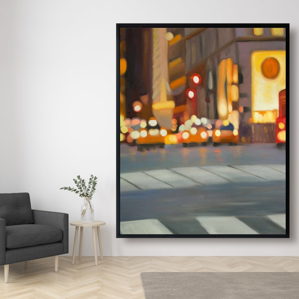 Blurred View of New York Framed Canvas | Living Room Decor