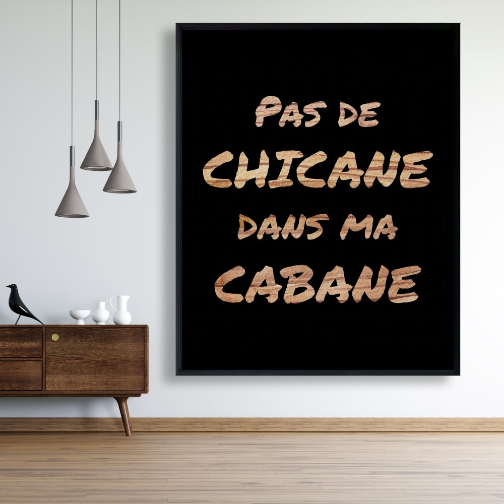 Toile de motivation marron pour chambre à coucher – Pas de dispute chez moi