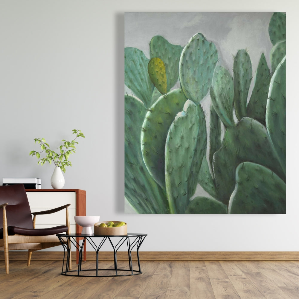 Paddle Cactus Gray Canvas | Exotic Bedroom Decor Wall Art