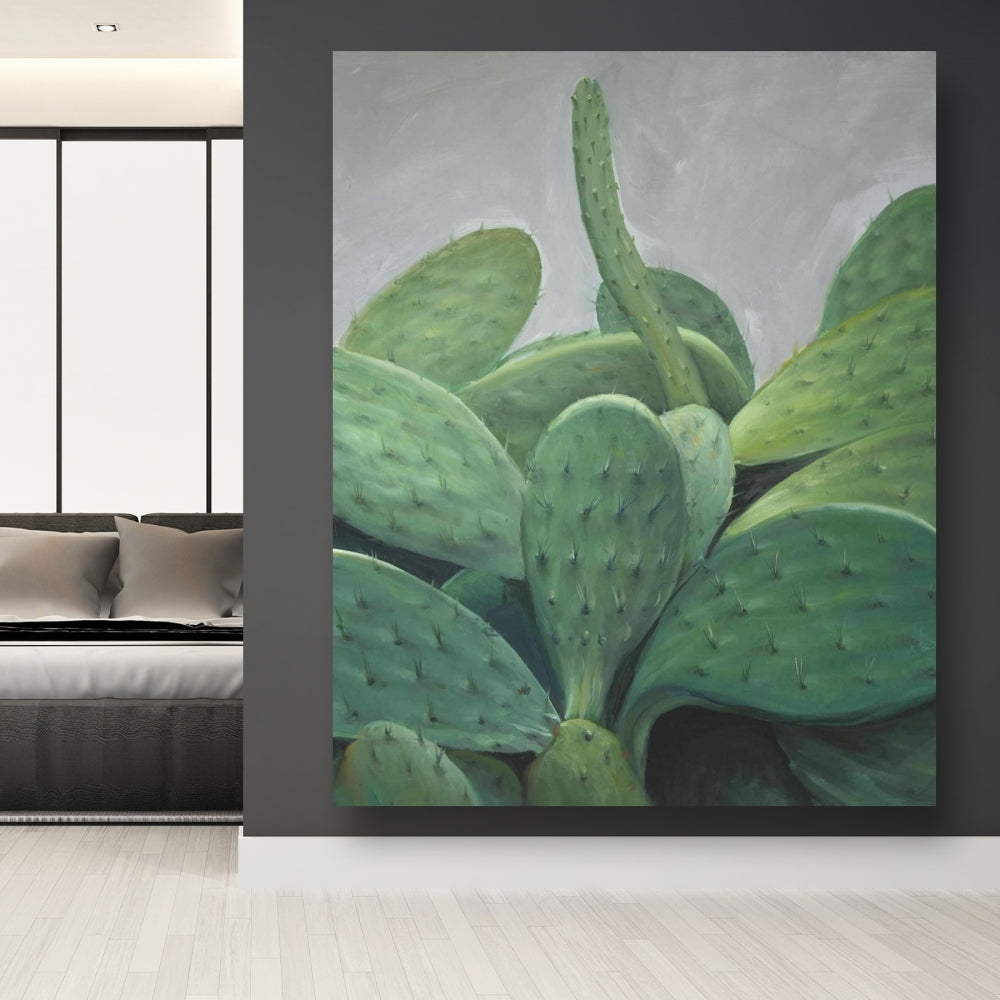 Cactus Bundle Exotic Gray Floral Botanical Canvas Home Decor