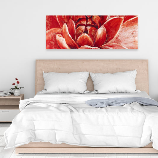 Red Chrysanthemum Canvas | Contemporary Botanical Bedroom Decor