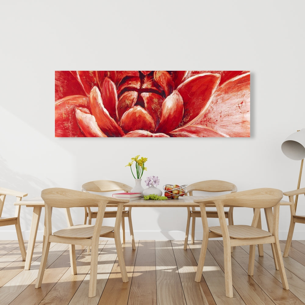 Red Chrysanthemum Canvas | Contemporary Botanical Bedroom Decor