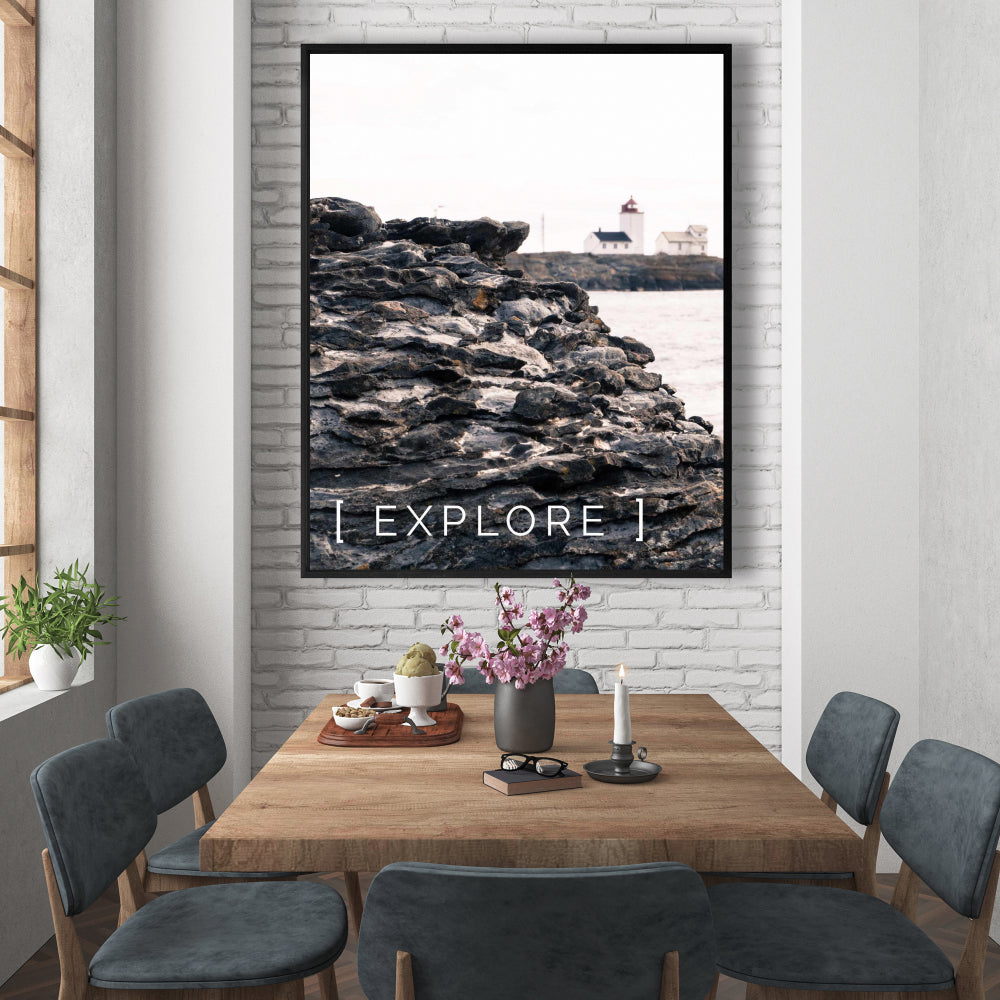 Explorez la toile encadrée grise marine côtière | Décoration d'intérieur