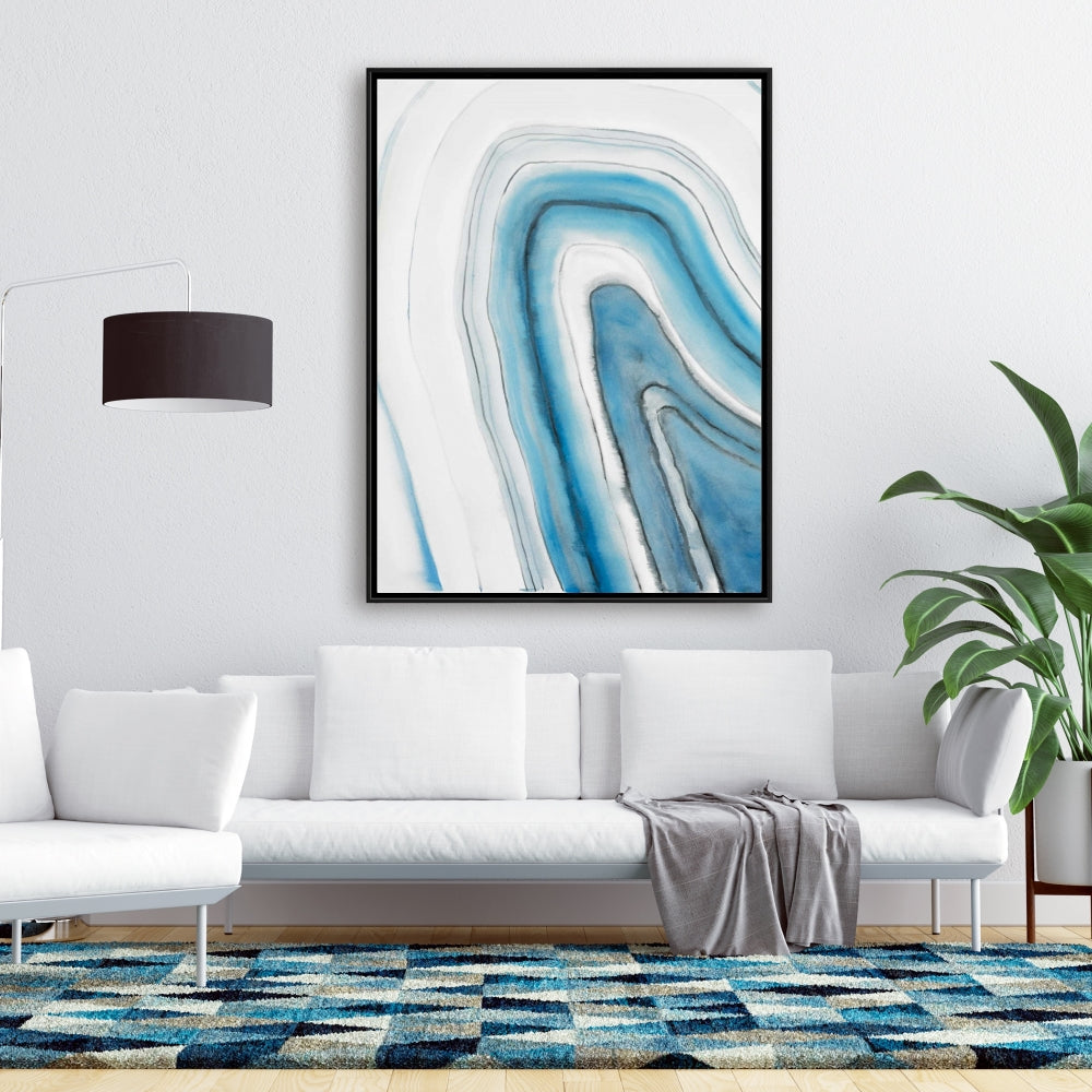 Toile encadrée ronde bleue Géode | Décoration d'intérieur moderne