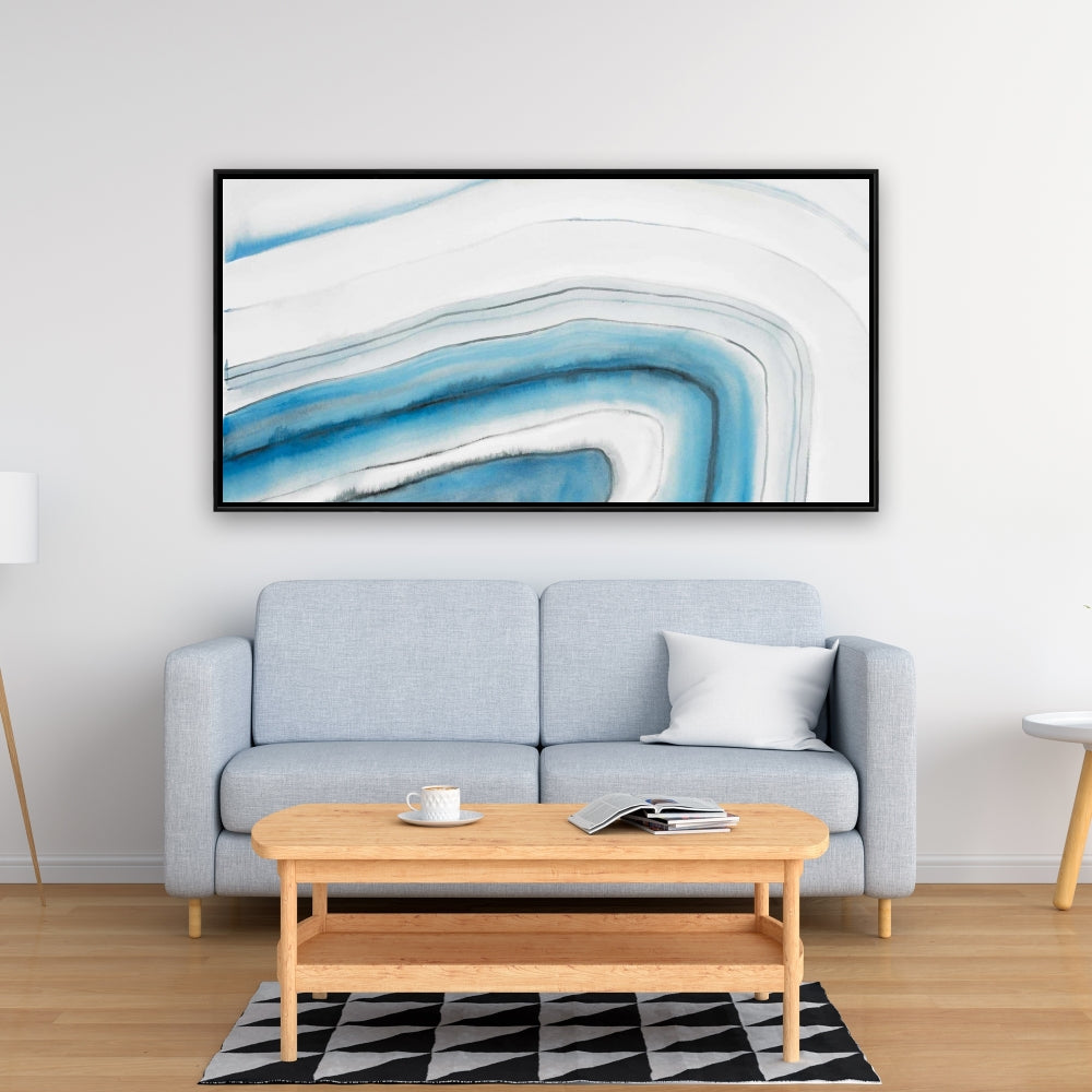 Toile encadrée ronde bleue Géode | Décoration d'intérieur moderne